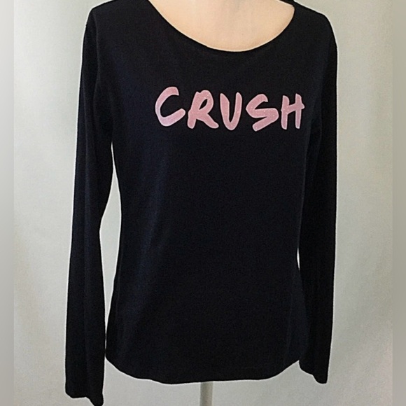 Victoria's Secret CRUSH Long Sleeve Tee Shirt Size in Photos Navy/Purple Sparkle - Picture 2 of 9